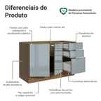 Balcão Gabinete de Pia 120 x 60 cm 2 Portas 3 Gavetas (Sem Tampo) Rustic/Cinza Lux Madesa