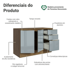 Balcão de Cozinha 120 x 60 cm 2 Portas 3 Gavetas (Com Tampo) Rustic/Cinza Lux Madesa