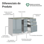 Balcão de Cozinha 120 x 60 cm 2 Portas 3 Gavetas (Com Tampo) Branco/Cinza Lux Madesa