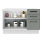 Balcão Gabinete de Pia Madesa Agata 120 x 60 cm 2 Portas e 3 Gavetas (Sem Tampo) Branco/Cinza