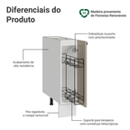 Balcão Porta-Temperos 20x60 cm 1 Porta (Sem Tampo) Branco/Crema Vik Madesa