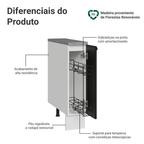 Balcão Porta-Temperos 20x60 cm 1 Porta (Com Tampo) Branco/Preto Vik Madesa
