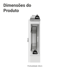 Balcão Porta-Temperos20 x 60 cm 1 Porta (Com Tampo) Branco/Cinza Lux Madesa