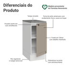 Balcão de Cozinha 35 x 60 cm 1 Porta (Com Tampo) Branco/Crema Vik Madesa