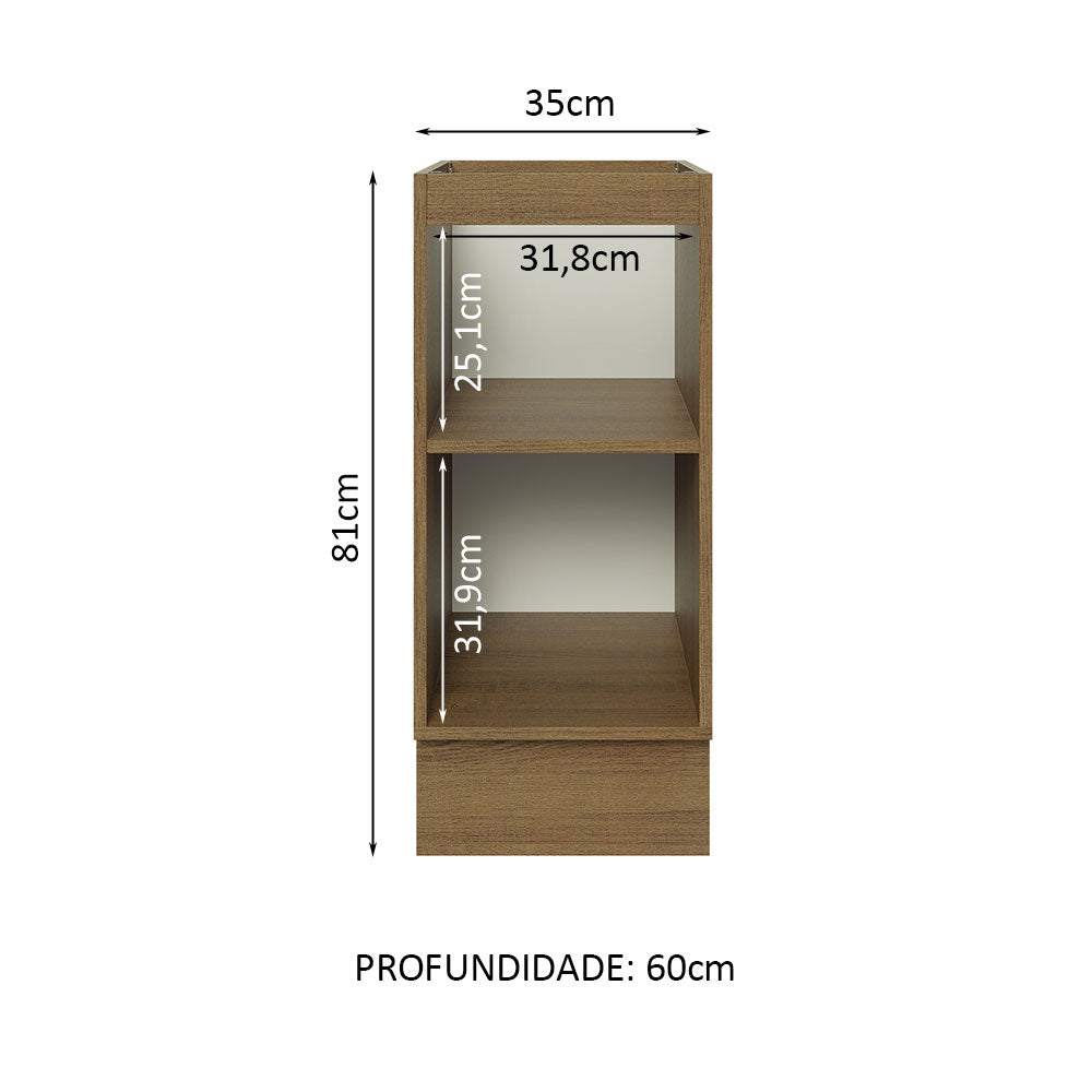 Balcão Cozinha 35 x 60 cm 1 Porta (Sem Tampo) Rustic Glamy Madesa