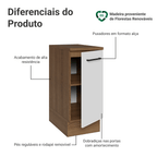 Balcão Madesa Agata 35 x 60 cm 1 Porta (Com Tampo) Rustic/Branco