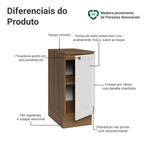 Balcão de Cozinha 35 x 60 cm 1 Porta (Com Tampo) Rustic/Branco Vik Madesa