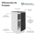 Balcão 35 x 60 cm 1 Porta (Com Tampo) Branco/Preto Lux Madesa