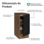 Balcão de Cozinha 35 x 60 cm 1 Porta (Com Tampo) Rustic/Preto Vik Madesa