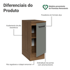 Balcão Madesa Agata 35 x 60 cm 1 Porta (Com Tampo) Rustic/Cinza