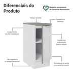 Balcão 35 x 60 cm 1 Porta (Com Tampo) Branco/Branco Veludo Lux Madesa