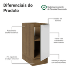 Balcão de Cozinha 35 x 60 cm 1 Porta (Sem Tampo) Rustic/Branco Veludo Lux Madesa