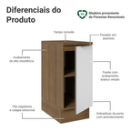 Balcão 35 x 60 cm 1 Porta (Com Tampo) Rustic/Branco Veludo Lux Madesa