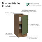 Balcão de Cozinha 35 x 60 cm 1 Porta (Sem Tampo) Rustic/Verde Vik Madesa