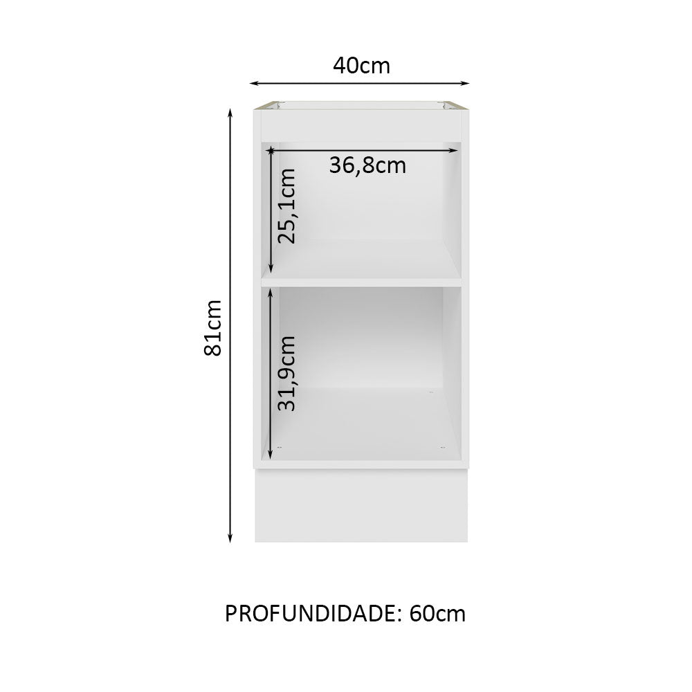 Balcão Cozinha 40 x 60 cm 1 Porta (Sem Tampo) Branco Stella Madesa