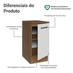 Balcão Madesa Agata 40 x 60 cm 1 Porta (Com Tampo) Rustic/Branco