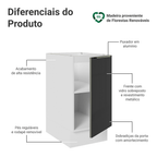 Balcão de Cozinha 40 x 60 cm 1 Porta (Sem Tampo) Branco/Preto Lux Madesa