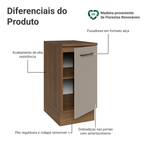 Balcão 40 x 60 cm 1 Porta (Com Tampo) Rustic/Crema Agata Madesa