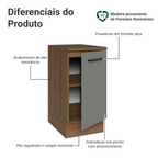 Balcão Madesa Agata 40 x 60 cm 1 Porta (Com Tampo) Rustic/Cinza