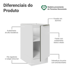 Balcão de Cozinha 40 x 60 cm 1 Porta (Sem Tampo) Branco/Branco Veludo Lux Madesa