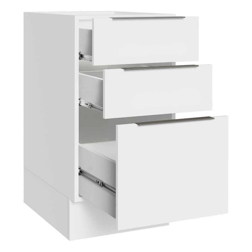 Balcão Cozinha 40 x 60 cm 3 Gavetas (Sem Tampo) Branco Stella Madesa