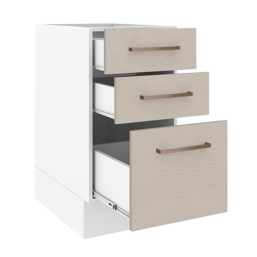 Balcão 40 x 60 cm 3 Gavetas (Sem Tampo) Branco/Crema Agata Madesa
