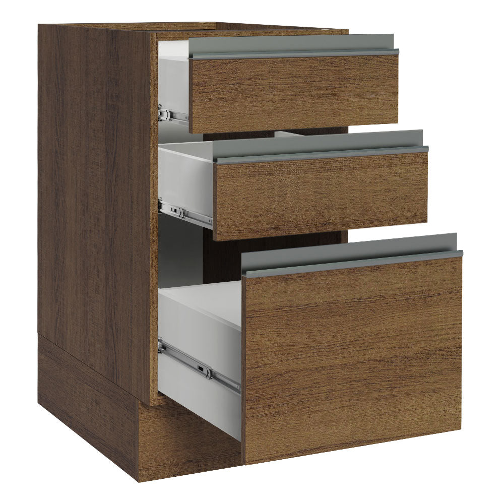 Balcão Cozinha 40 x 60 cm 3 Gavetas (Sem Tampo) Rustic Glamy Madesa