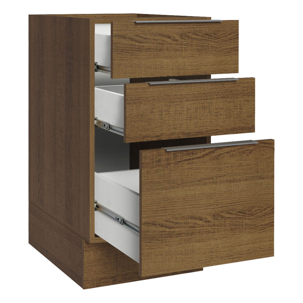 Balcão Cozinha 40 x 60 cm 3 Gavetas (Sem Tampo) Rustic Stella Madesa