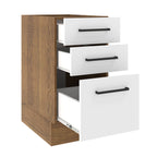 Balcão Madesa Agata 40 x 60 cm 3 Gavetas (Sem Tampo) Rustic/Branco