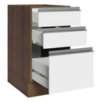 Balcão Cozinha 40 x 60 cm 3 Gavetas (Sem Tampo) Rustic/Branco Glamy Madesa