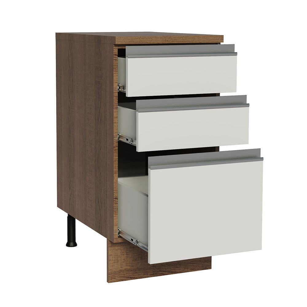 Balcão Madesa Glamy 40 x 60 cm 3 Gavetas (Com Tampo) Rustic/Branco