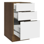 Balcão Cozinha 40 x 60 cm 3 Gavetas (Sem Tampo) Rustic/Branco Stella Madesa