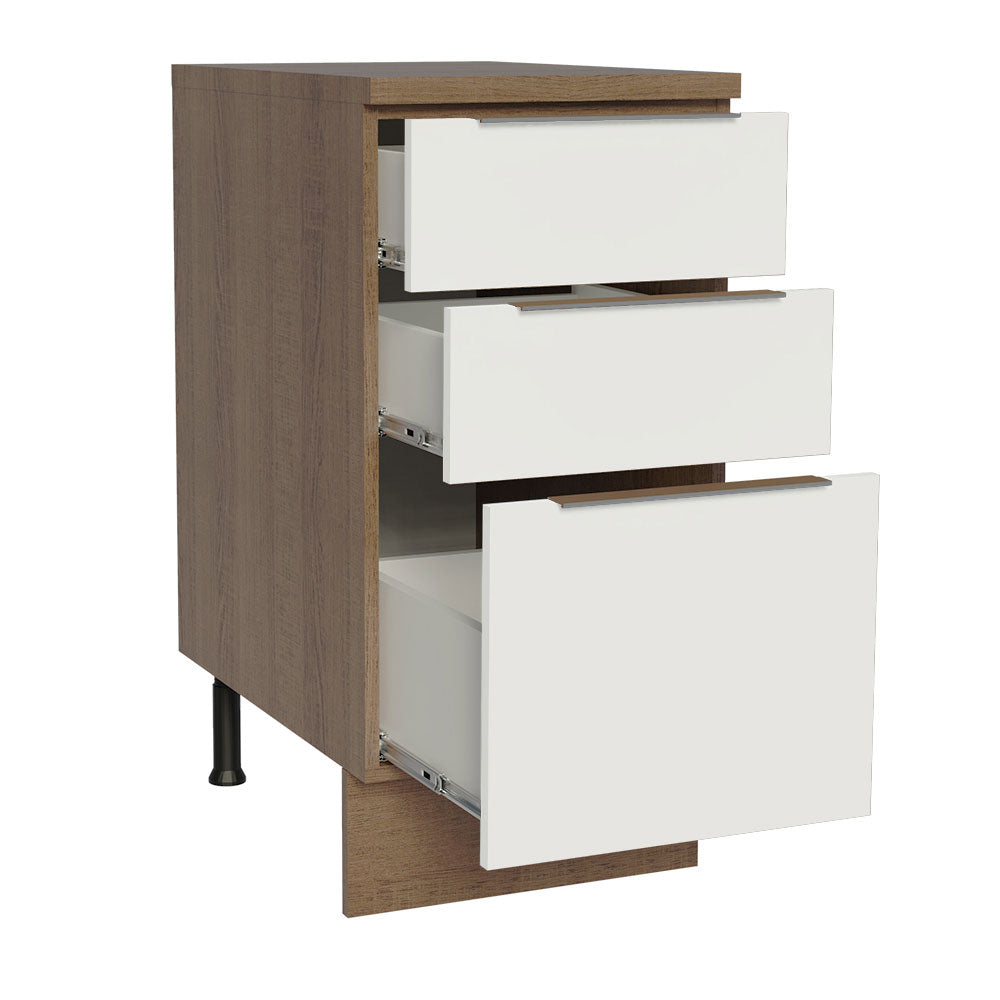 Balcão Madesa Stella 40 x 60 cm 3 Gavetas (Com Tampo) Rustic/Branco