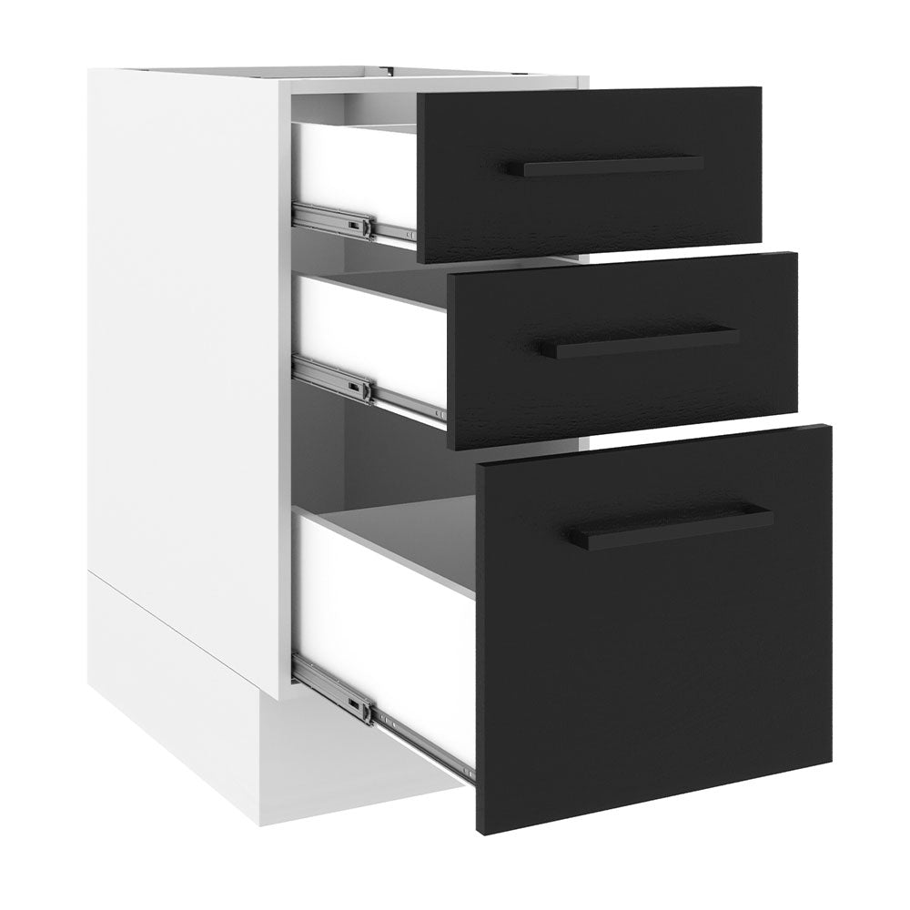 Balcão Madesa Agata 40 x 60 cm 3 Gavetas (Sem Tampo) Branco/Preto