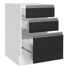Balcão Cozinha 40 x 60 cm 3 Gavetas (Sem Tampo) Branco/Preto Glamy Madesa