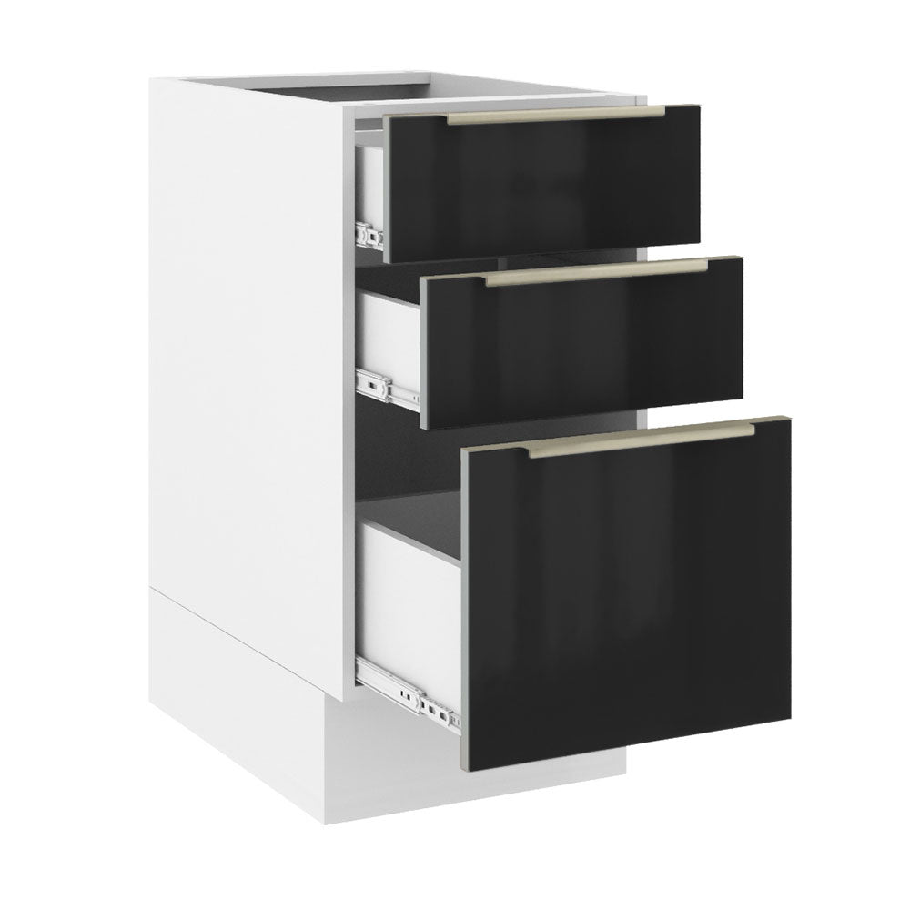 Balcão Madesa Lux 40 cm 3 Gavetas (Sem Tampo) Branco/Preto