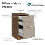 Balcão de Cozinha 40 x 60 cm 3 Gavetas (Com Tampo) Rustic/Crema Vik Madesa