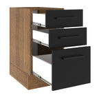 Balcão Madesa Agata 40 x 60 cm 3 Gavetas (Sem Tampo) Rustic/Preto