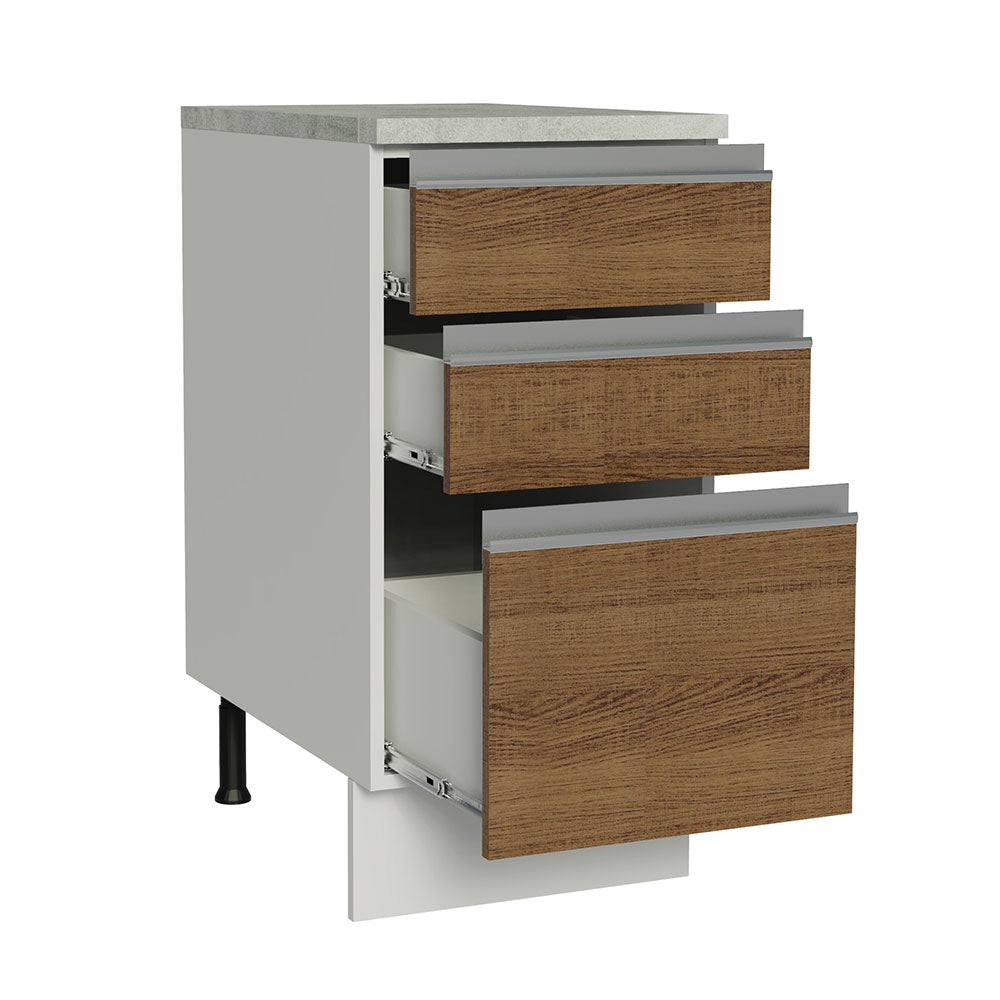 Balcão Madesa Glamy 40 x 60 cm 3 Gavetas (Com Tampo) Branco/Rustic