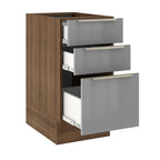 Balcão de Cozinha 40 x 60 cm 3 Gavetas (Sem Tampo) Rustic/Cinza Lux Madesa