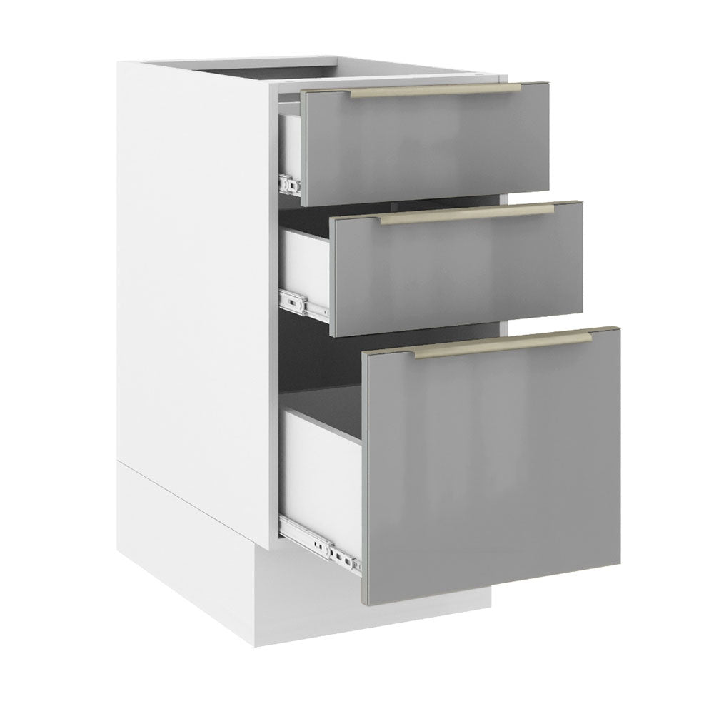 Balcão Madesa Lux 40 cm 3 Gavetas (Sem Tampo) Branco/Cinza