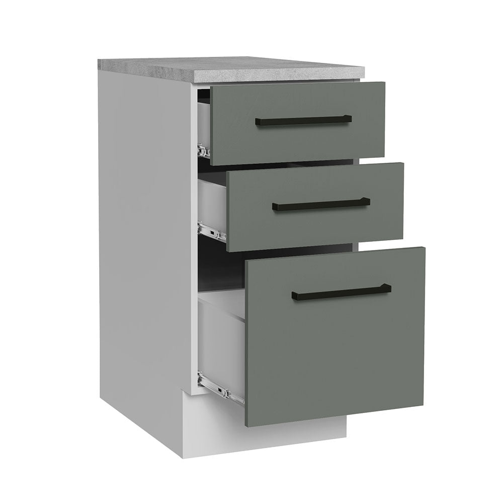 Balcão Madesa Agata 40 x 60 cm 3 Gavetas (Com Tampo) Branco/Cinza