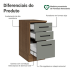 Balcão Madesa Agata 40 x 60 cm 3 Gavetas (Com Tampo) Rustic/Cinza