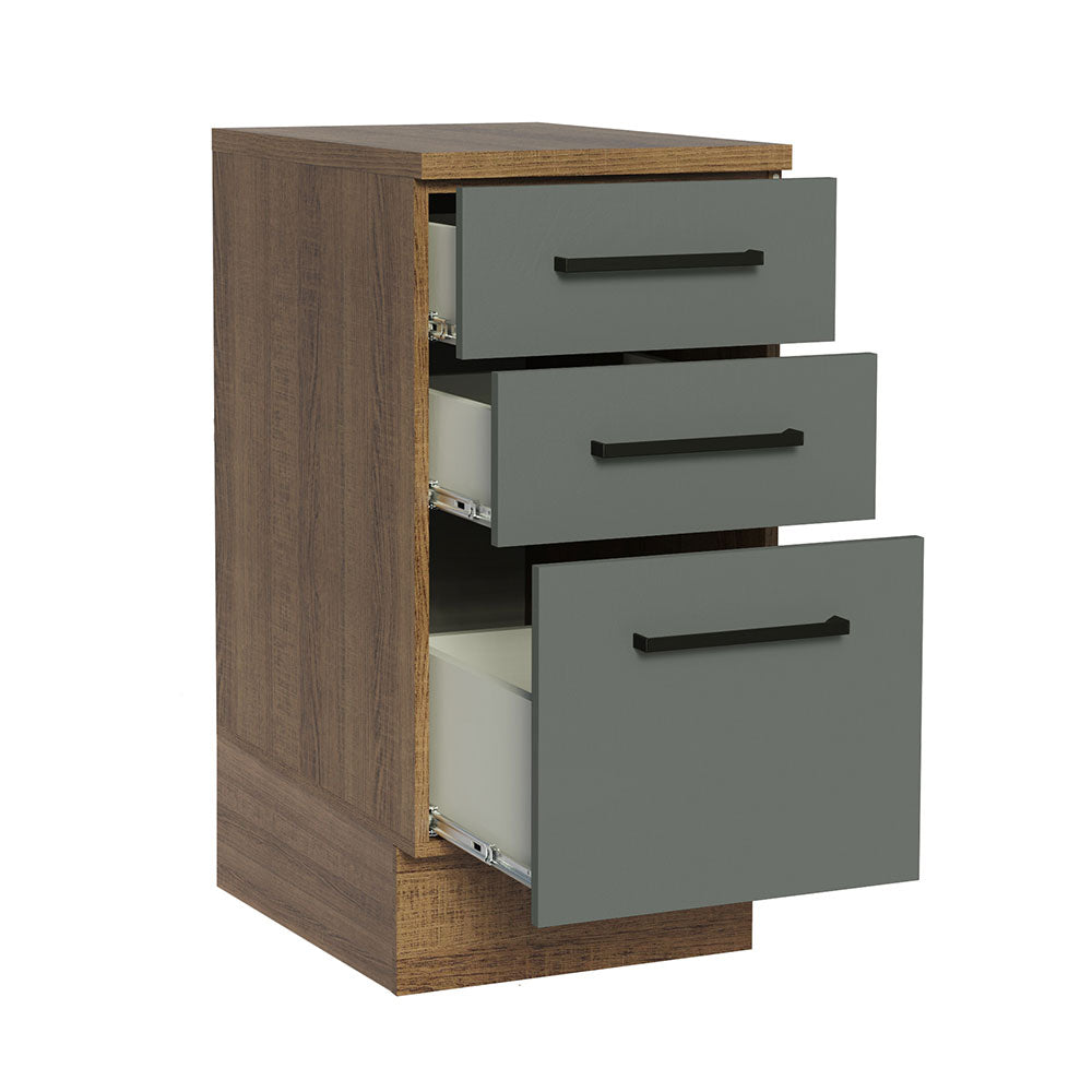 Balcão Madesa Agata 40 x 60 cm 3 Gavetas (Com Tampo) Rustic/Cinza