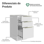 Balcão de Cozinha 40 x 60 cm 3 Gavetas (Sem Tampo) Branco/Branco Veludo Lux Madesa