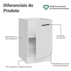 Balcão de Cozinha 50 x 60cm 1 Porta (Sem Tampo) Branco Agata Madesa