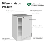 Balcão de Cozinha 50 x 60cm 1 Porta (Com Tampo) Branco Vik Madesa