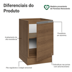 Balcão de Cozinha 50 x 60cm 1 Porta (Sem Tampo) Rustic Glamy Madesa