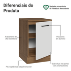 Balcão de Cozinha 50 x 60cm 1 Porta (Com Tampo) Rustic/Branco Agata Madesa