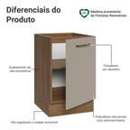 Balcão de Cozinha 50 x 60cm 1 Porta (Sem Tampo) Rustic/Crema Agata Madesa